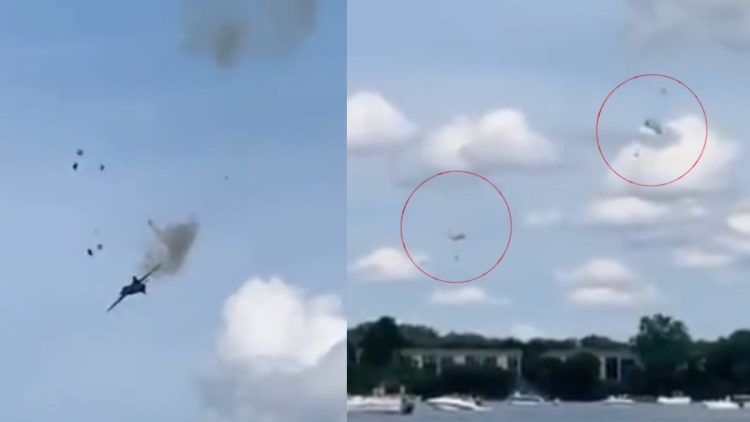 Vídeo: Dos pilotos saltan de un avión segundos antes de que se estrelle