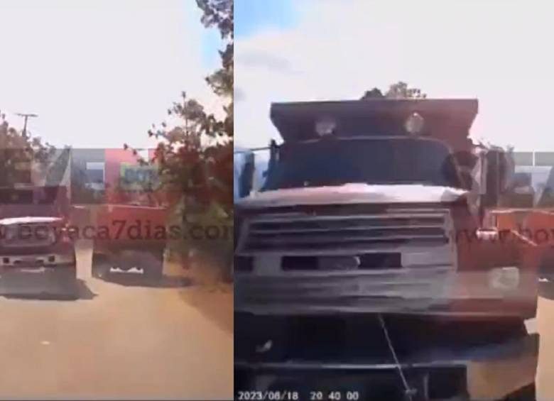 Una cámara captó el momento en que un camión volquete colisionó con un autobús en Villa de Leyva ➤ Buzzday.info