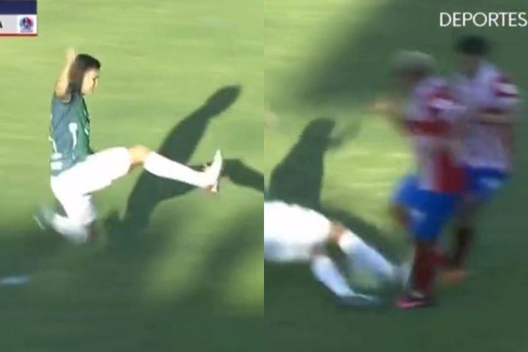 Un jugador lesionó a dos rivales de una patada y las imágenes del vídeo harían llorar a Gerardo Bedoya