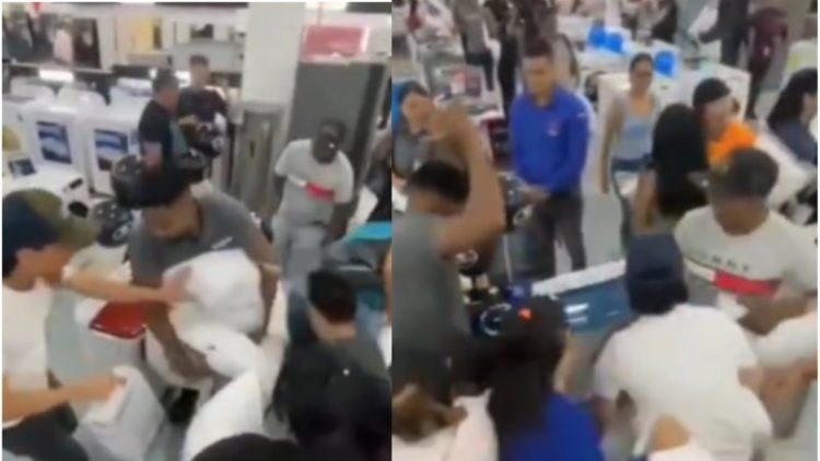 Los visitantes se contagiaron de la fiebre del Black Friday y se pelearon por unas almohadas