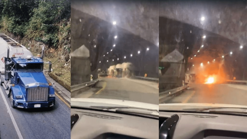 Un vídeo muestra el momento en que un camión explota en el túnel de Quebrada Blanca, en Vía al Llano ➤ Buzzday.info