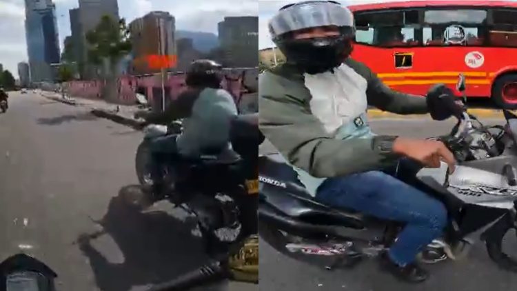 Un video registró a un motociclista amenazando a otro con un arma por adelantarlo en la vía de Bogotá