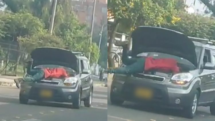 El coche era conducido por un hombre que iba dentro del capó, en el motor