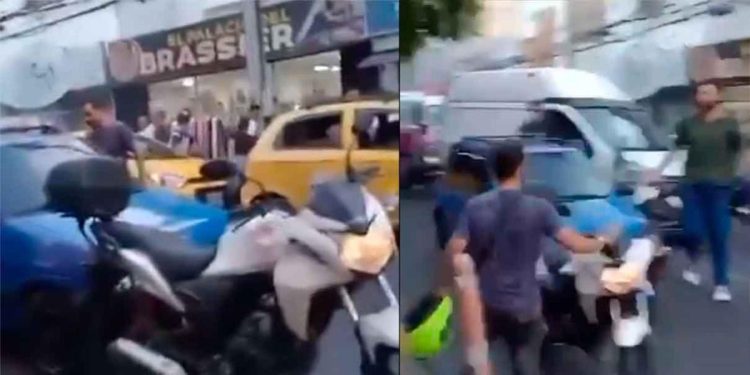 Una pelea entre un motorista y un ciclista de gran cilindrada se hizo viral. El conductor de la moto intentó escapar al ver a su oponente