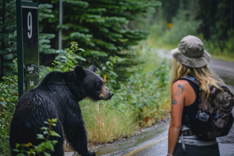 A mulher seguiu o urso até à floresta, e foi isto que aconteceu