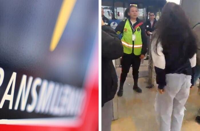 Video: Una joven y un empleado de TransMilenio se pelean en medio de una estación de Bogotá ➤ Buzzday.info